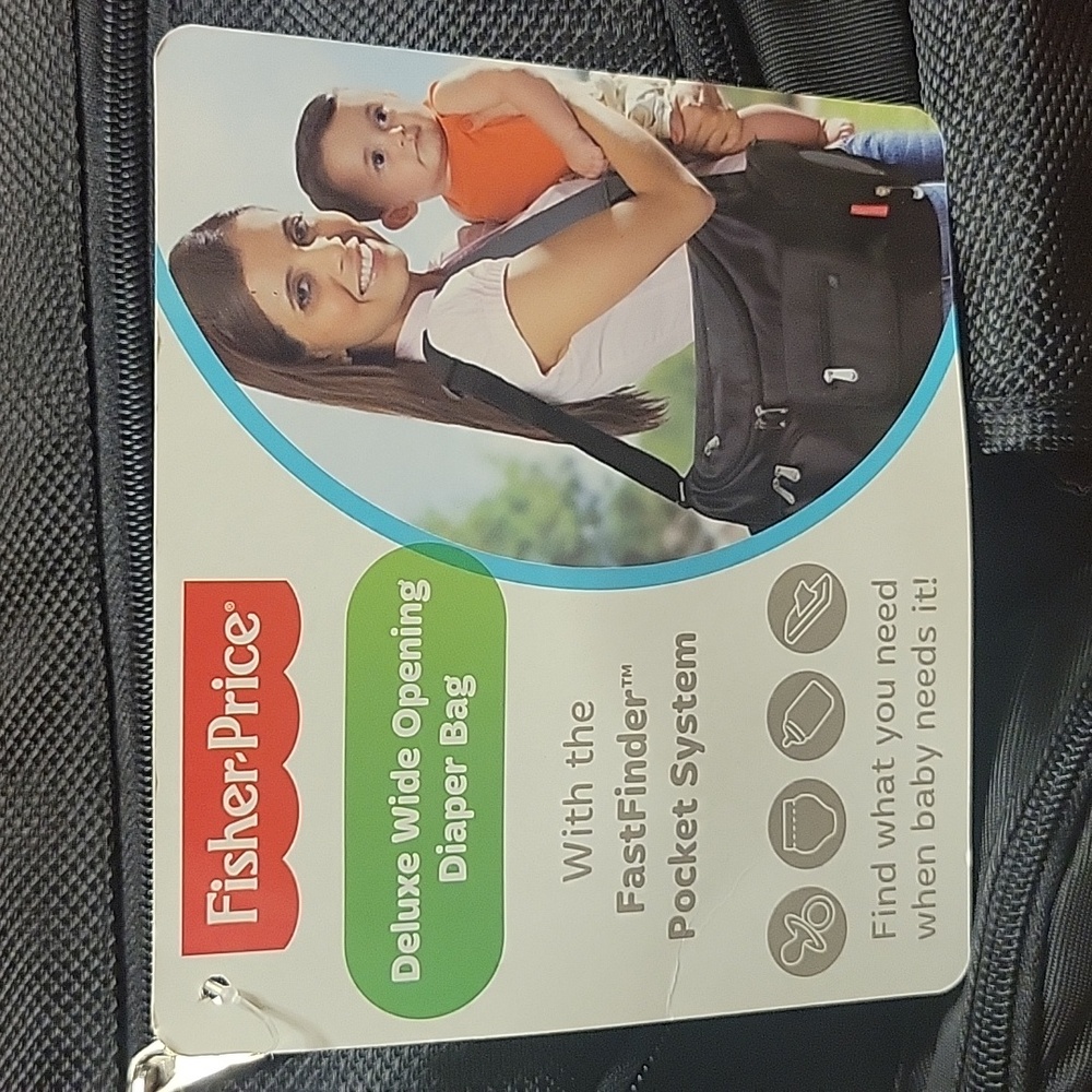 NWT Fisher Price DELUXE Fastfinder diaper bag, Black